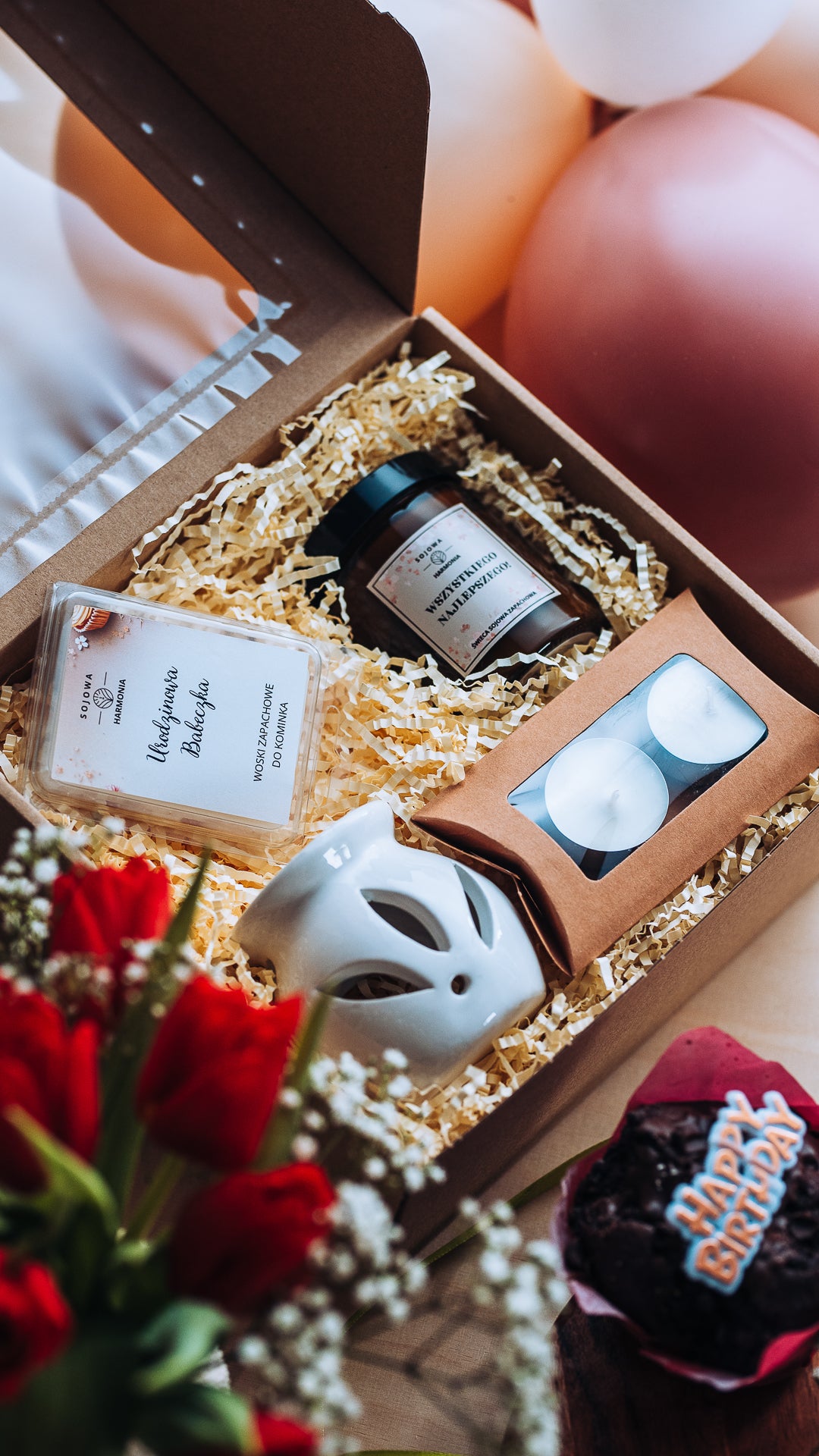 Zestaw prezentowy „Wszystkiego Najlepszego” z woskami zapachowymi
